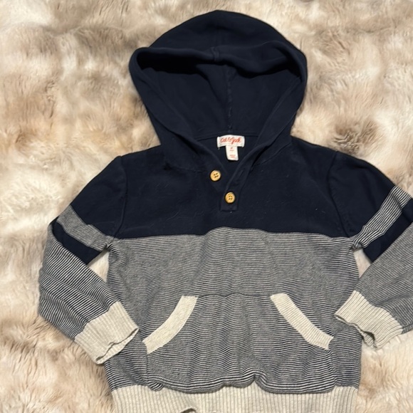 Cat & Jack Navy and Gray Striped sweater - Picture 3 of 5